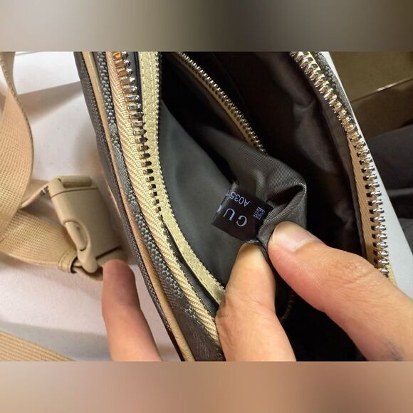 GUCCI Off The Grid Belt Bag GG Nylon Leather Gray Beige 631341 Purse Fanny pack - Picture 7 of 16